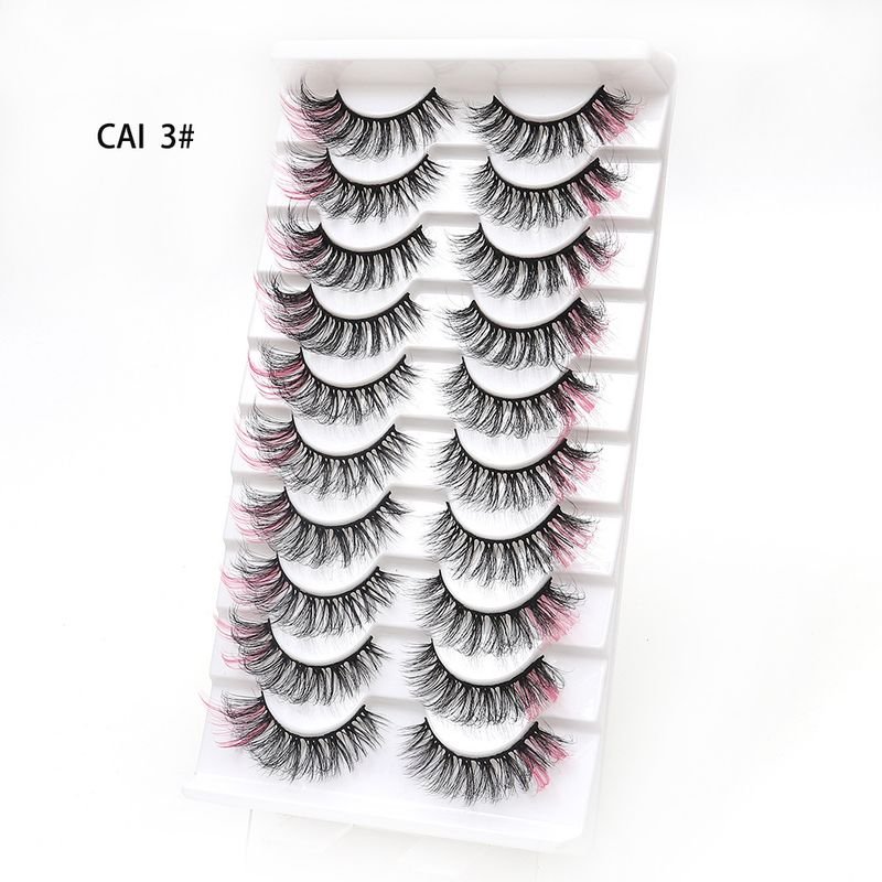 Women Fashion Thick Curly Multicolor False Eyelashes 10 Pair