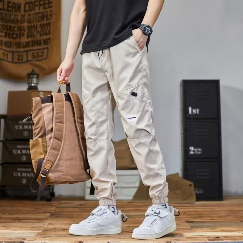 Men Spring Autumn Fashion Casual Solid Color Plus Size Jogger Cargo Pants