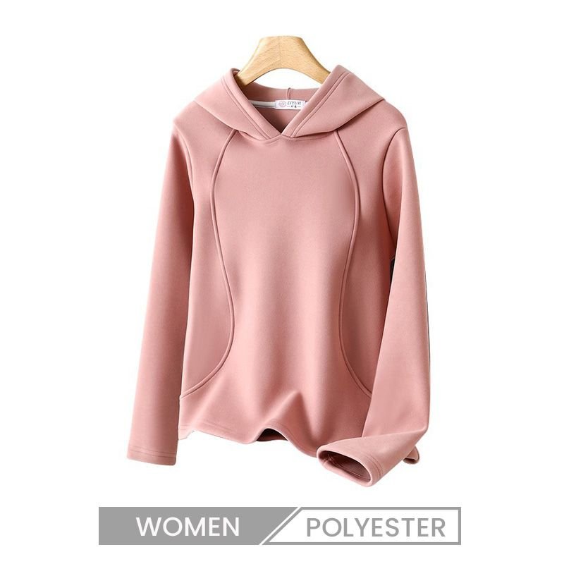 Women Winter Double-Sided Velvet Basic Fleece-Lined Thickened Long-Sleeved Hoodie Custom