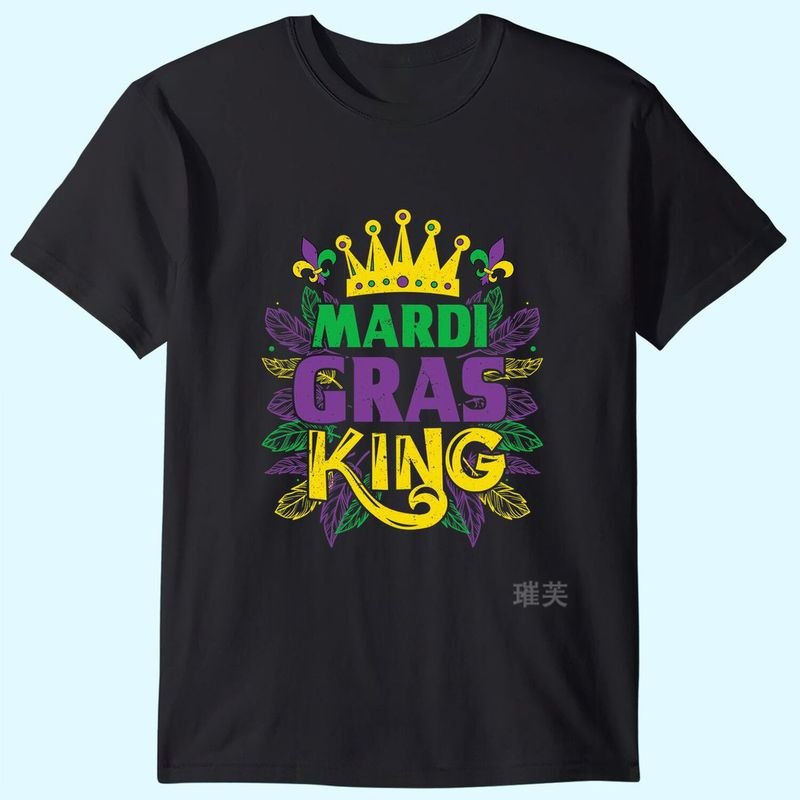 Mardi Gras King Alphabet Carnival Print Short Sleeve T-Shirt