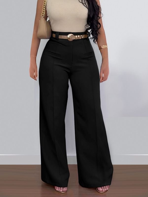 Women Casual Solid Color Loose Wide-Leg Pants