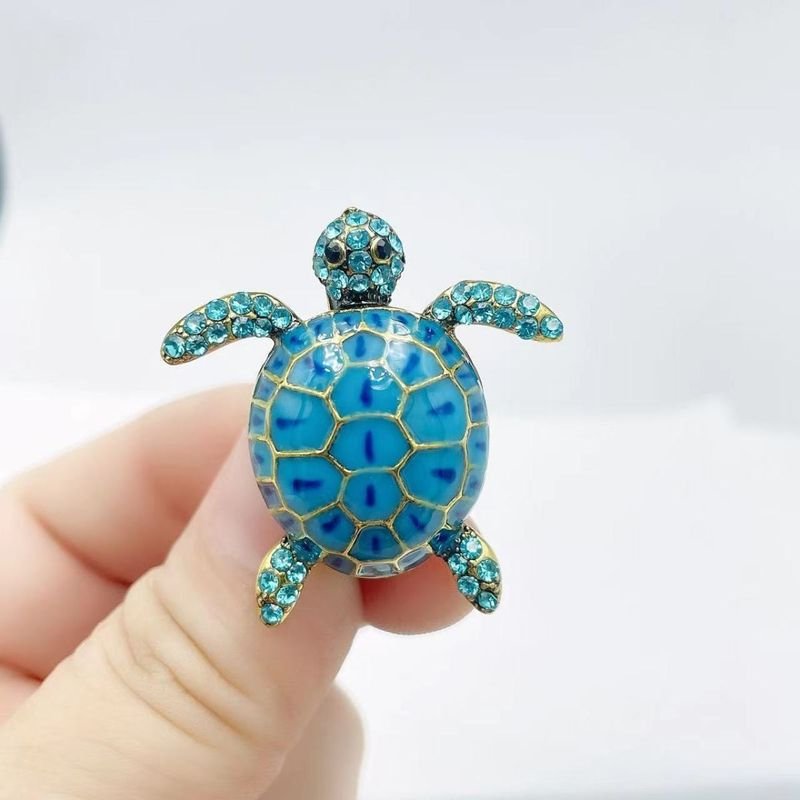 Women Fashion Creative Turtle Animal Diamond Drop Brooch