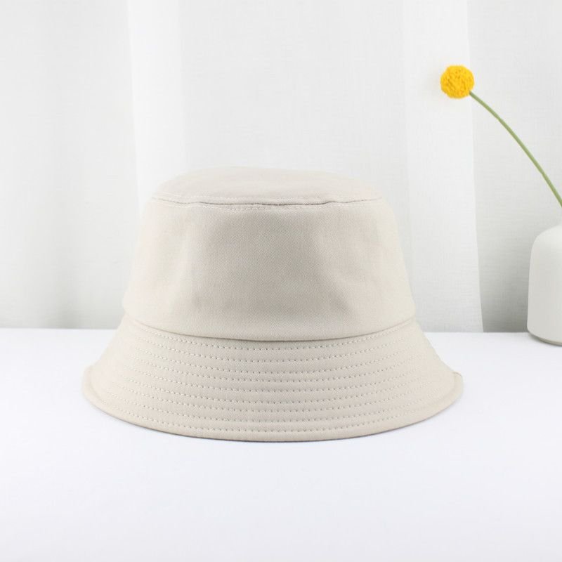 Unisex Cotton Custom Logo Double Needle Flat Top Sunscreen Bucket Hat