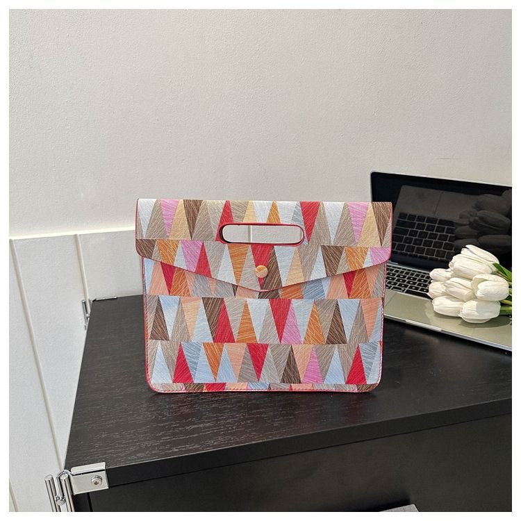 Women Fashion Geometric Stitching Square PU Envelope Bag Purses