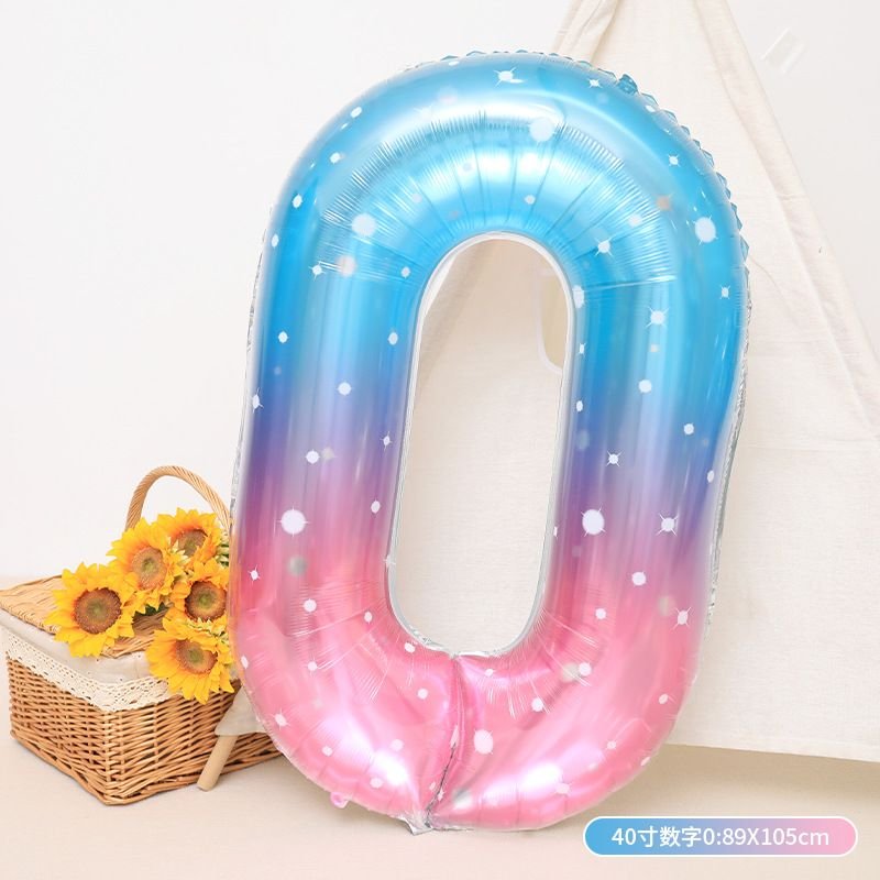 40 Inch Dream Starry Sky Gradient 0-9 Aluminum Film Digital Balloon Birthday Party Venue Decoration