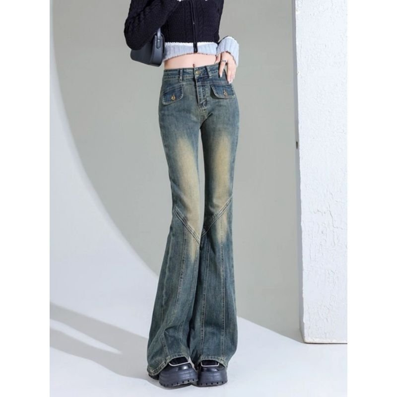 Women Fashion Vintage Gradient Jeans