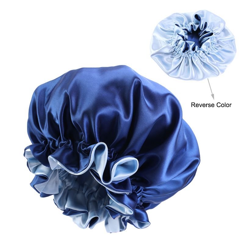 Double Layer Big Lace Solid Color Satin Bonnet