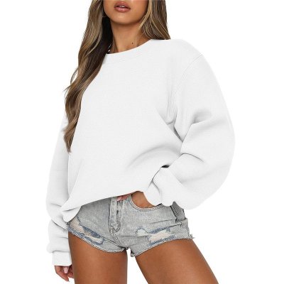 Autumn Winter Women Casual Loose Crewneck Long Sleeve Blank Sweatshirt