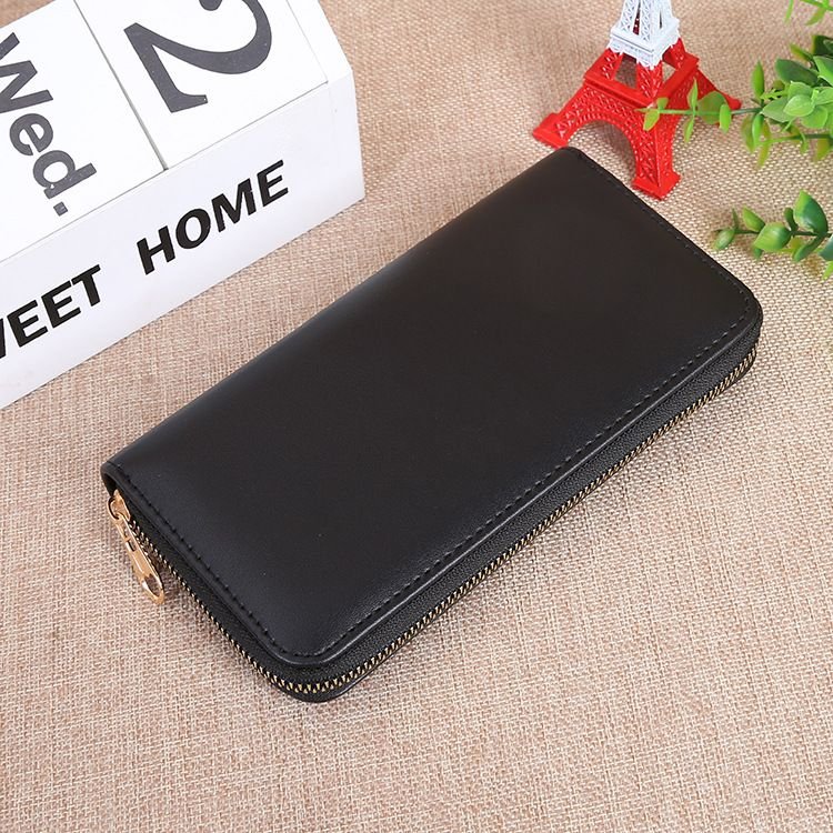 Women Fashion Solid Color Multi-Card Zipper Long Purses