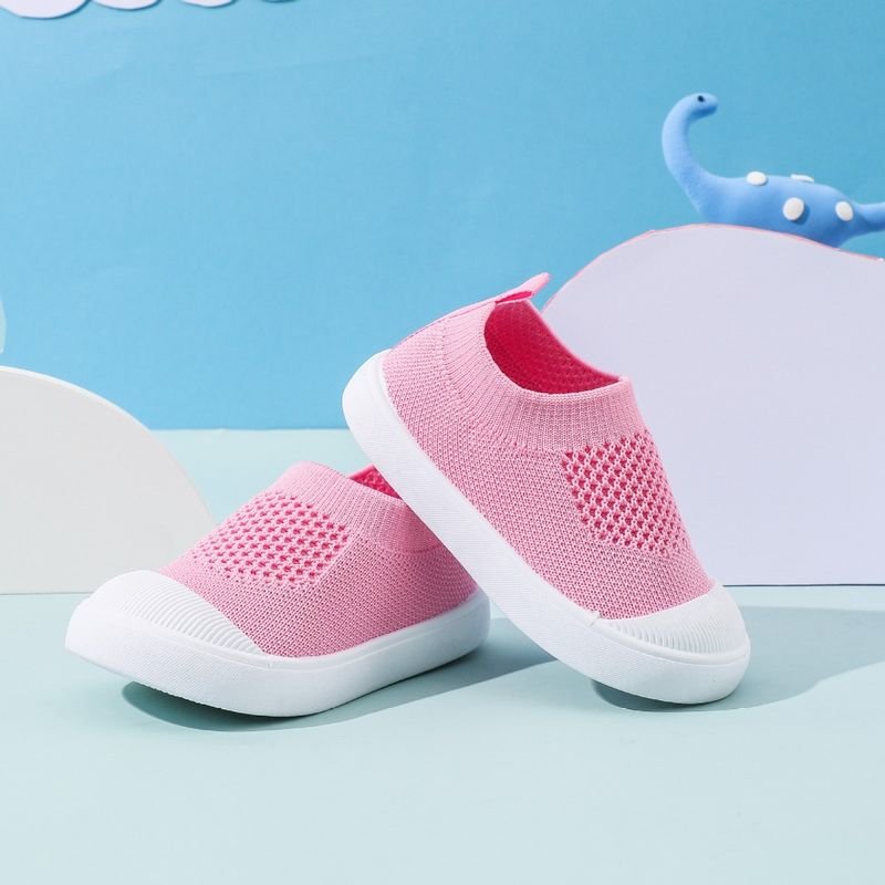 Kids Boys Girls Casual Cute Solid Color Mesh Slip On Flat First Walkers Shoes