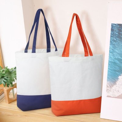 Custom Logo Large Capacity Multicolor Stitching Canvas Tote Bag