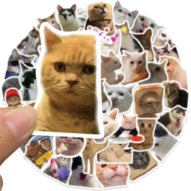 50pcs Cartoon Funny Cat Handbook Stickers