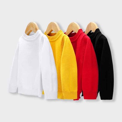 Kids Baby Boys Girls Winter Casual Cute Solid Color Long Sleeve Knitwear Sweater