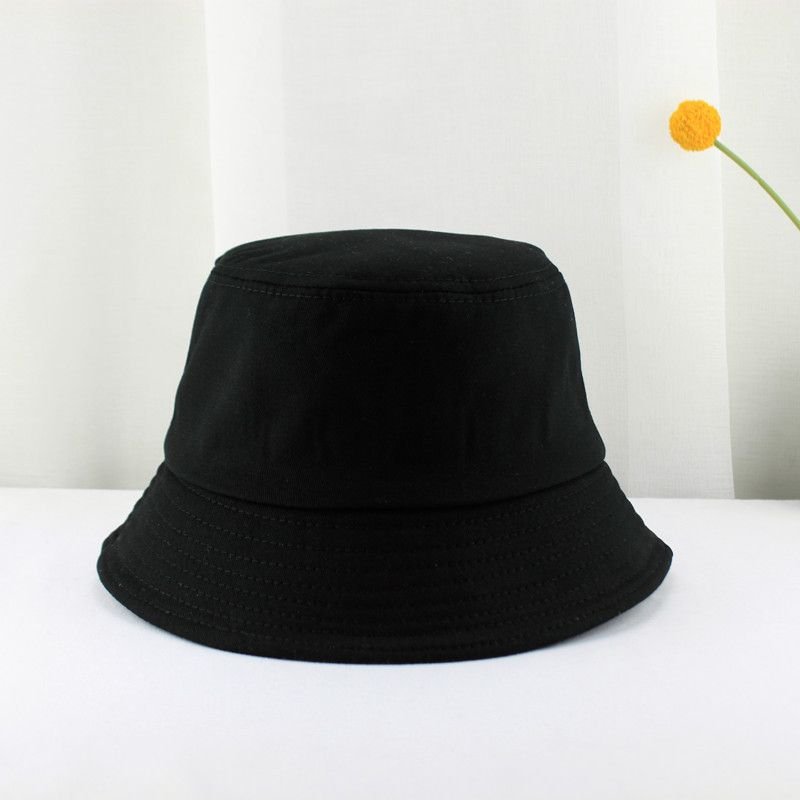 Unisex Cotton Custom Logo Double Needle Flat Top Sunscreen Bucket Hat