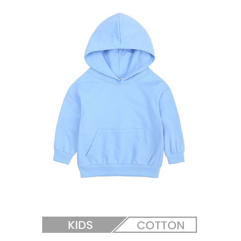 Kids Children Long Sleeve Solid Color Pocket Hoodie Custom