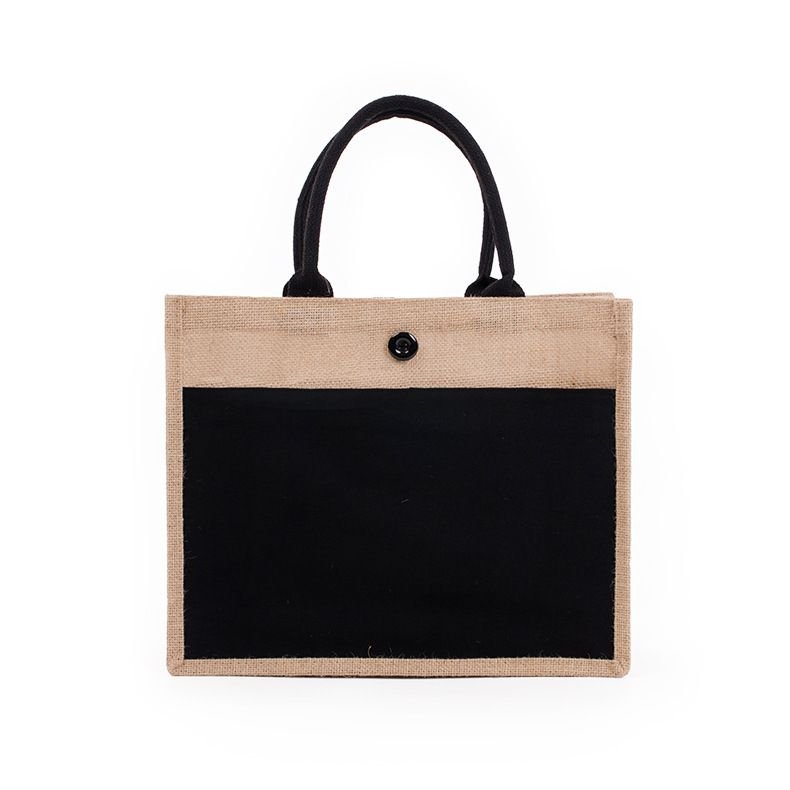 Custom Logo Contrast Stitching Button Tote Bag