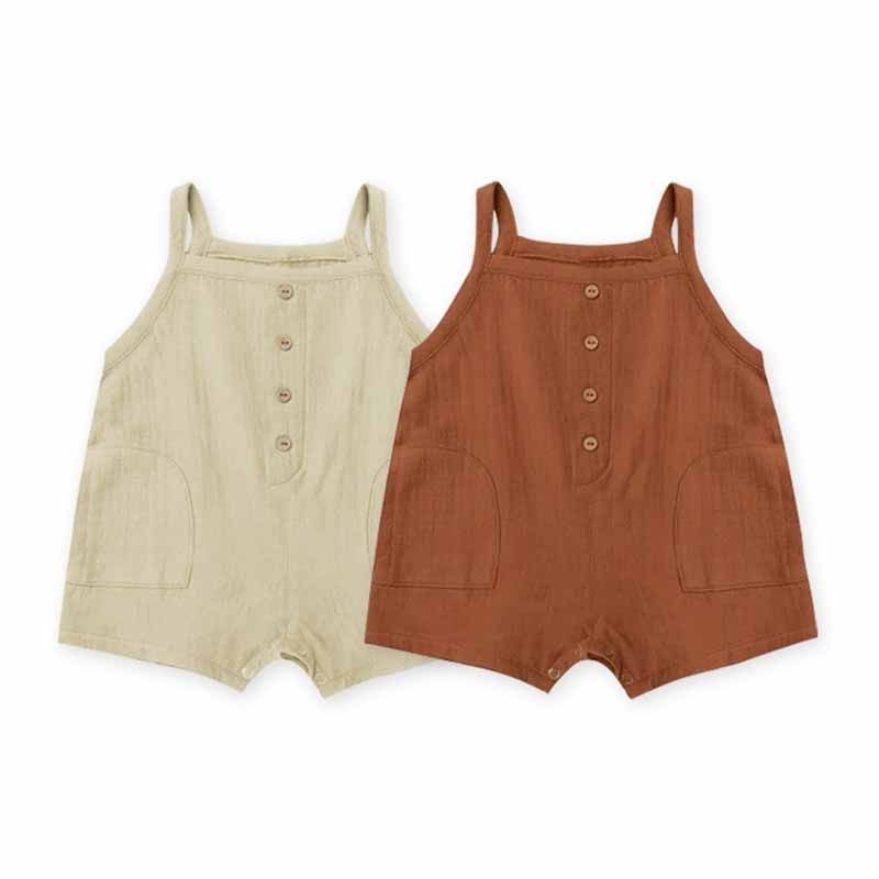 Kids Baby Boys Girls Casual Cute Solid Color Sleeveless Strap Romper