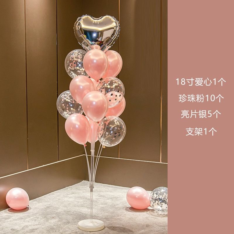 Table Floating Balloon Decoration Scene Layout Birthday Valentine'S Day Heart Balloons Set