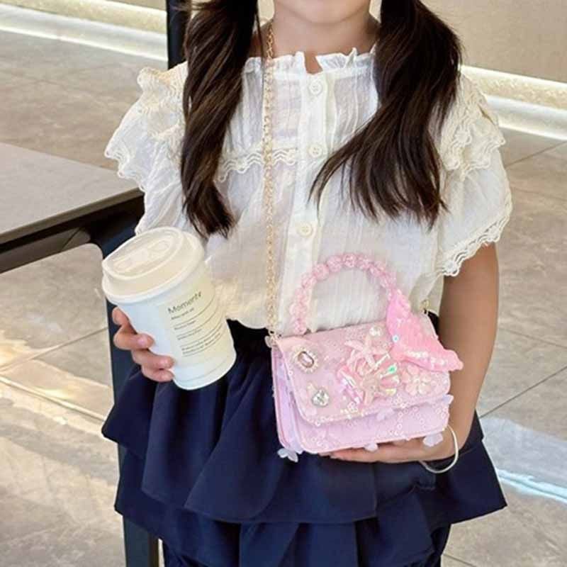 Kids Girls Fashion Casual Cute Shell Crossbody Handle Princess Bag