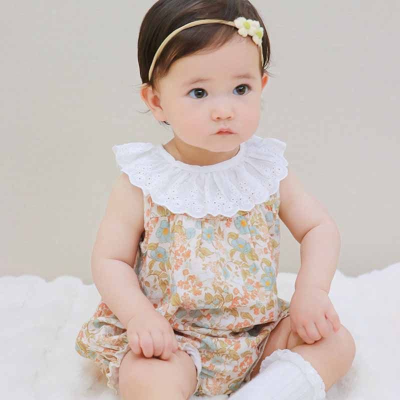 Kids Baby Girls Casual Cute Tiny Flower Print Sleeveless Romper