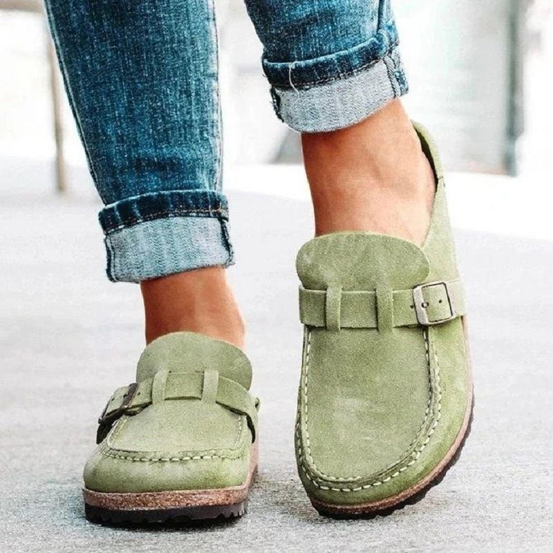 Size:4.5-11 Women Casual Solid-color Flat Slippers Loafers