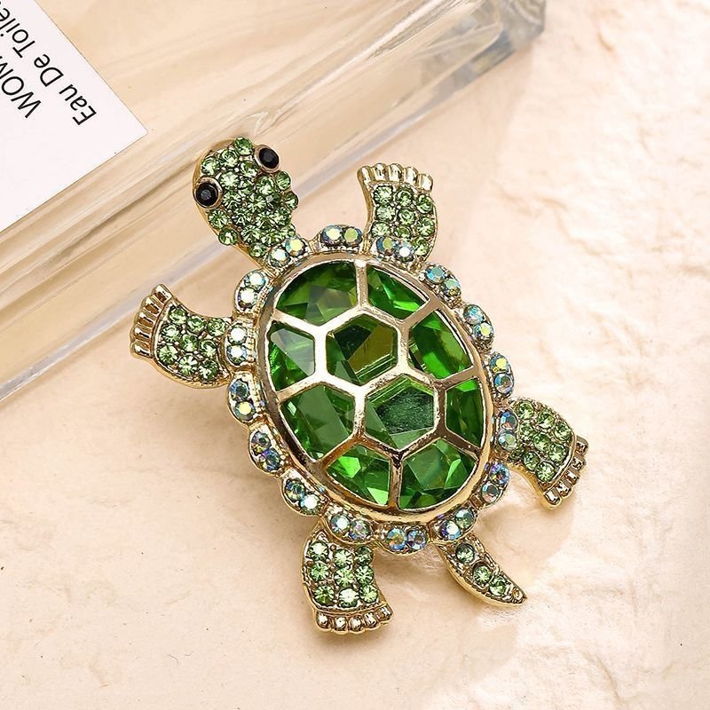 Women Fashion Creative Turtle Animal Diamond Drop Brooch