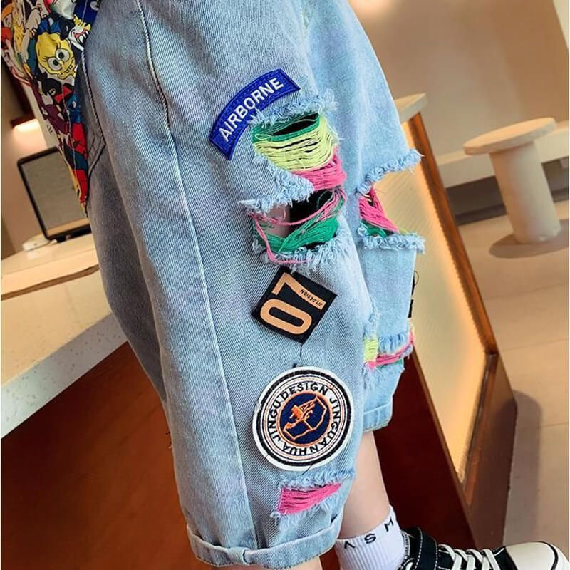 Girls Fashion Hole Icon Design Jeans