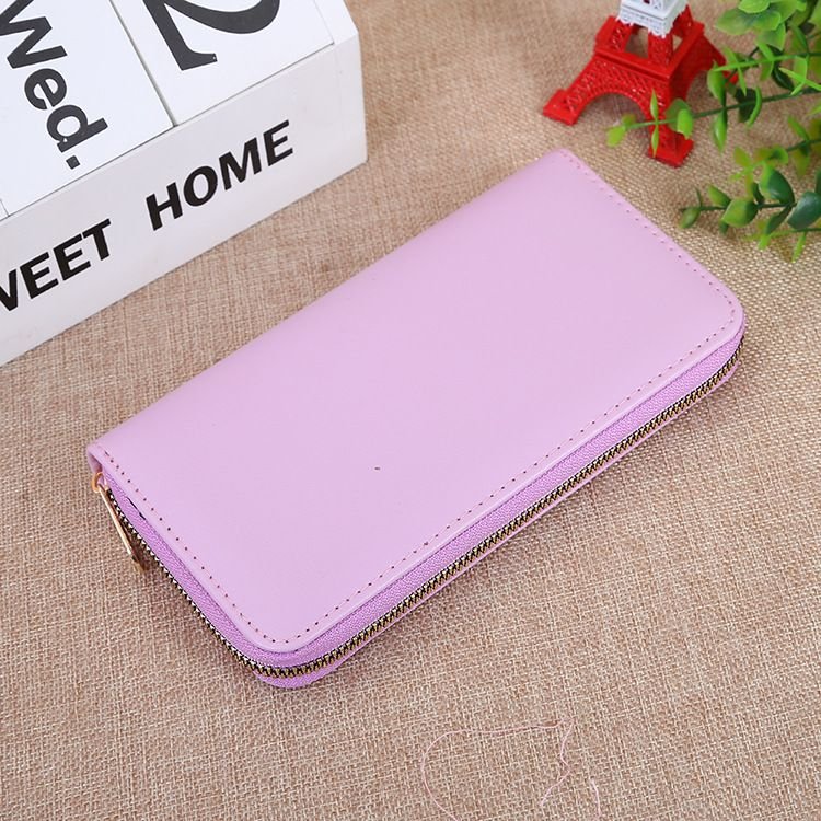 Women Fashion Solid Color Multi-Card Zipper Long Purses