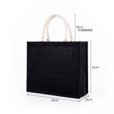 Custom Logo Black Linen Large Capacity Waterproof Eco-Friendly Tote Bag