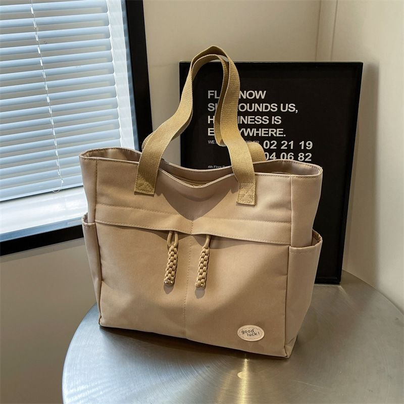 Casual Solid Color Large Capacity Canvas Tote Bag