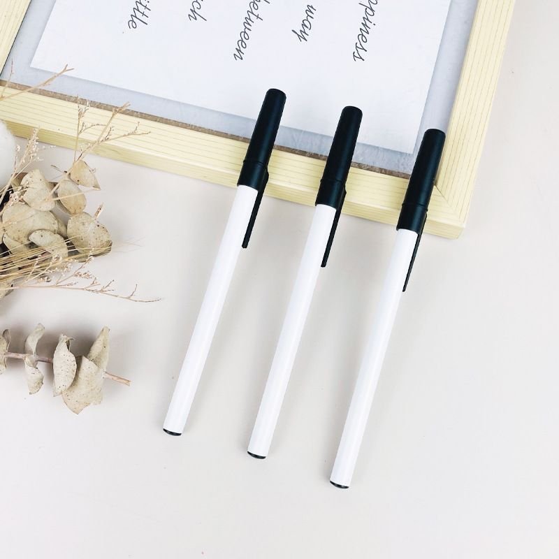 Simple Fashion White Solid Rod Non-Slip Plastic Sleeve Oil-Based Ballpoint Pen