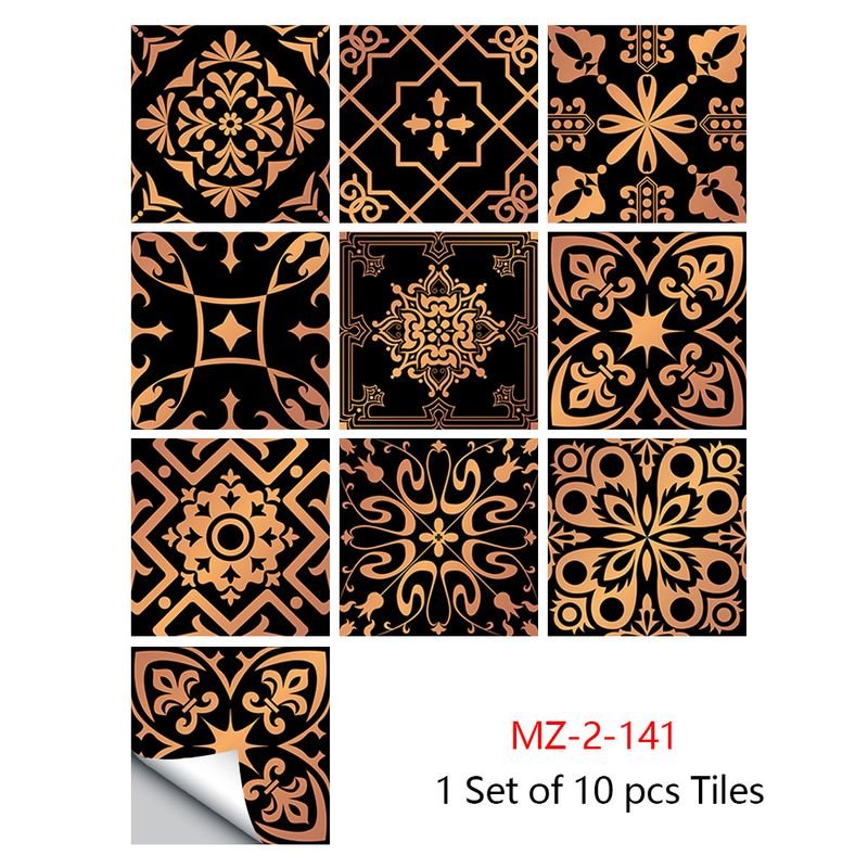 10 Pieces Ethnic Mandala Simulation Tile Stickers Home Renovation Kitchen And Bathroom Decoration Self-Adhesive Wall Stickers