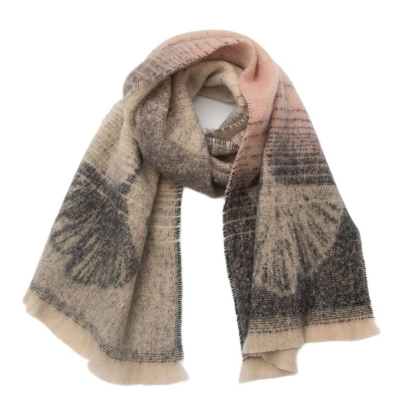 Autumn Winter Women Fashion Warm Jacquard Ginkgo Leaf Scarf Shawl