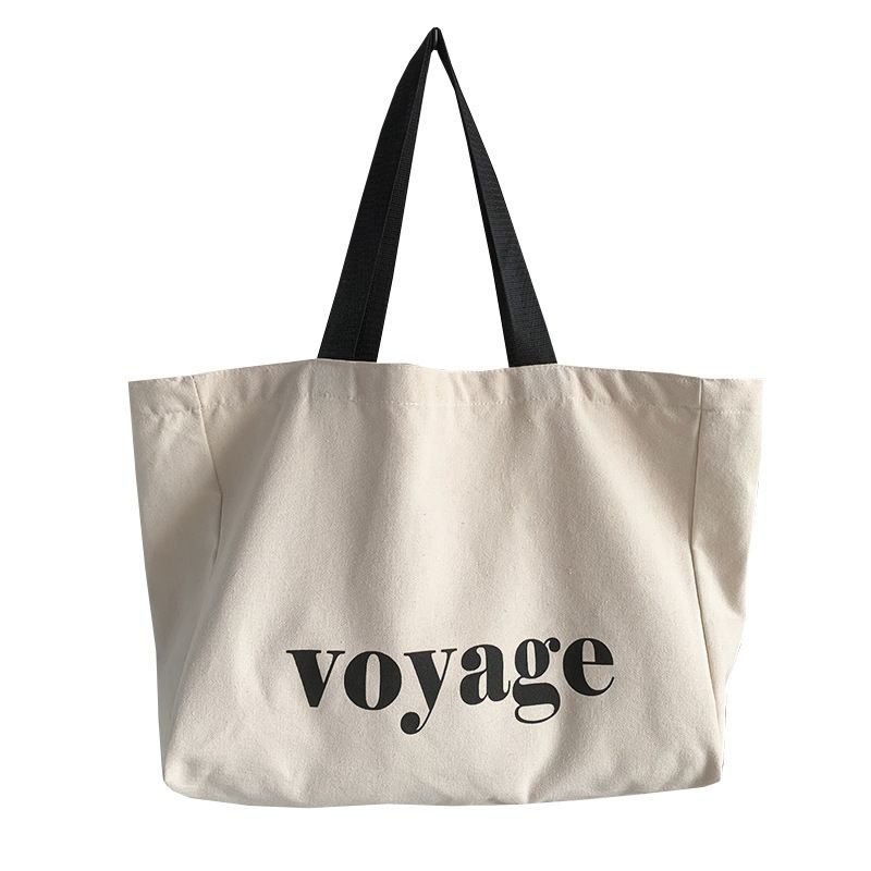 Women Fashionable Simple Letter Print Large Capacity Canvas Tote Bag