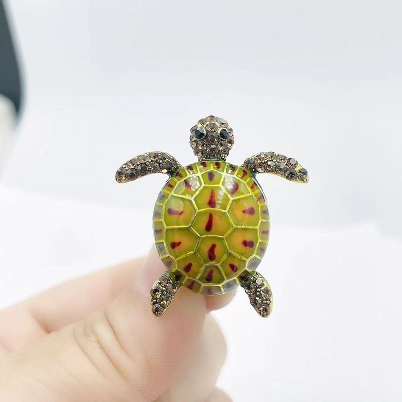 Women Fashion Creative Turtle Animal Diamond Drop Brooch