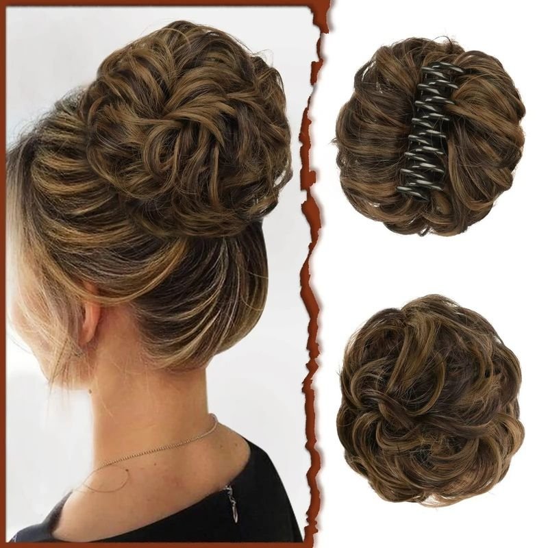 Women Hair Claw Natural Simulation Curly Hair Bun