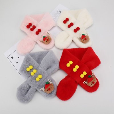 Kids Boys Girls Winter Casual Cute Christmas Cartoon Plush Scarf