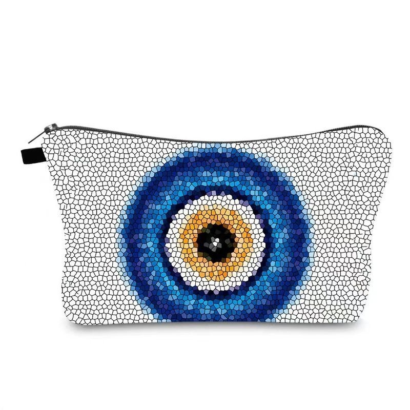 Women Simple Fashion Evil Eye Printing Portable Wash Cosmetic Bag