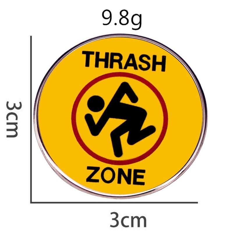 Women Fashion Creative Thrash Zone Logo Metal Brooch