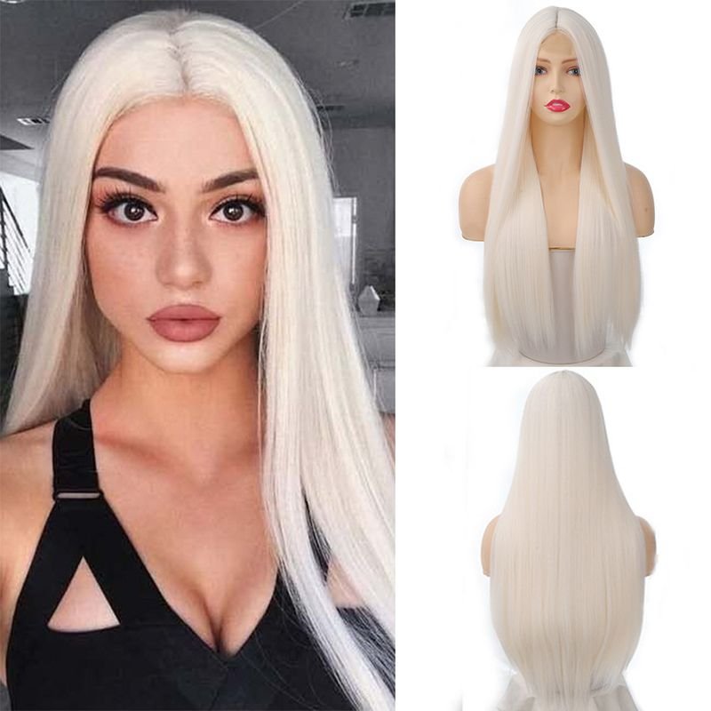 Women Fashion Front Long Straight Lace Wig