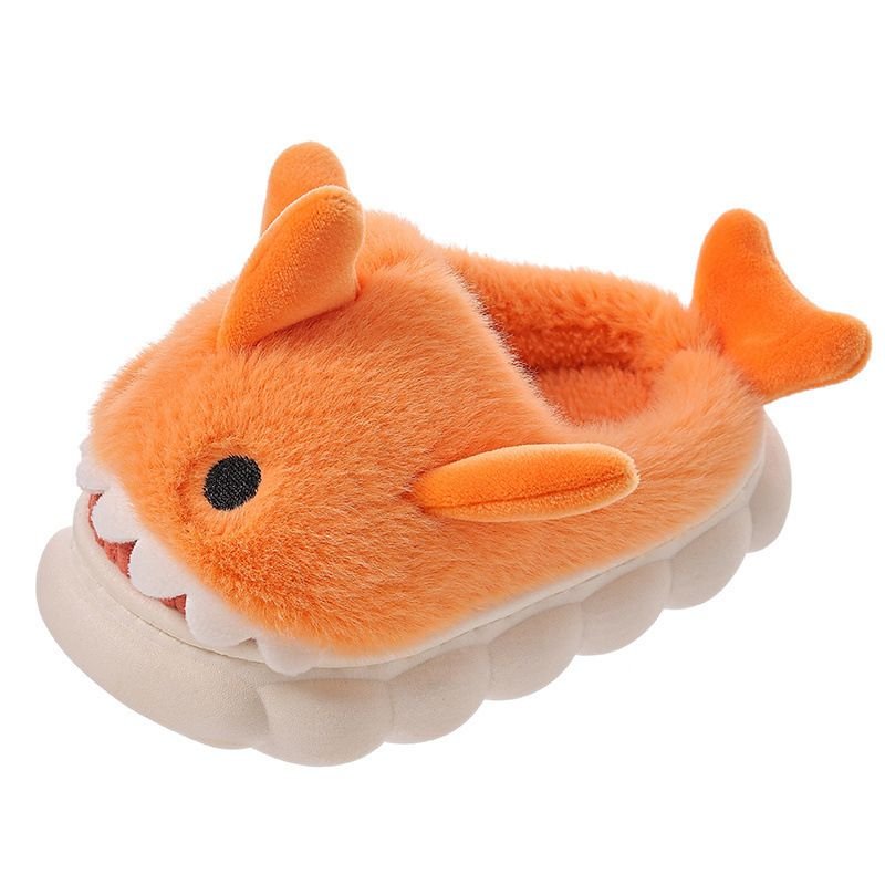 Kids Unisex Winter Cute Shark Thick-Soled Plug House Slippers