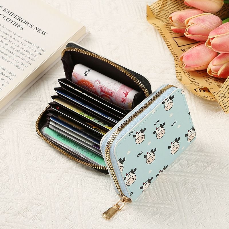 Women Fashion Cartoon Cow Print Mini Wallet