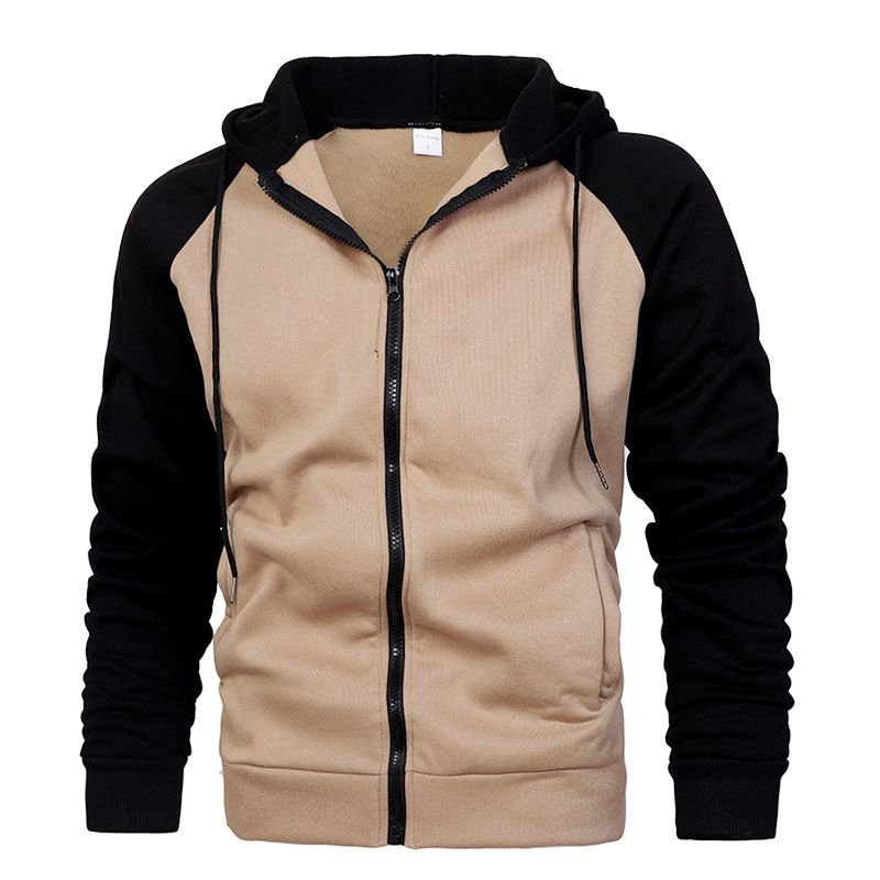 Coat Autumn And Winter Men Color-Matching Fashion Raglan Sleeve Casual Hoodie Custom