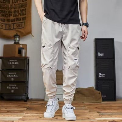 Men Spring Autumn Fashion Casual Solid Color Plus Size Jogger Cargo Pants