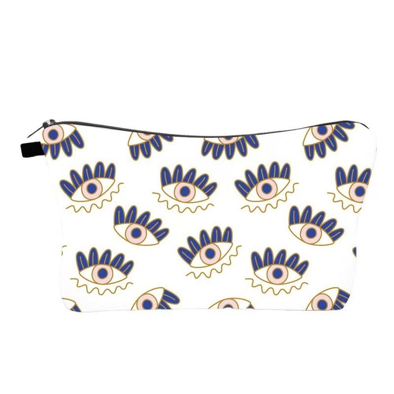 Women Simple Fashion Evil Eye Printing Portable Wash Cosmetic Bag