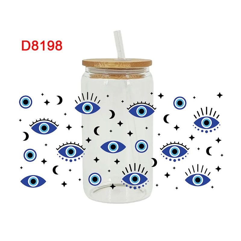 Cartoon Cute Palm Devil Eye Printing UV Transfer Glass Crystal Sticker