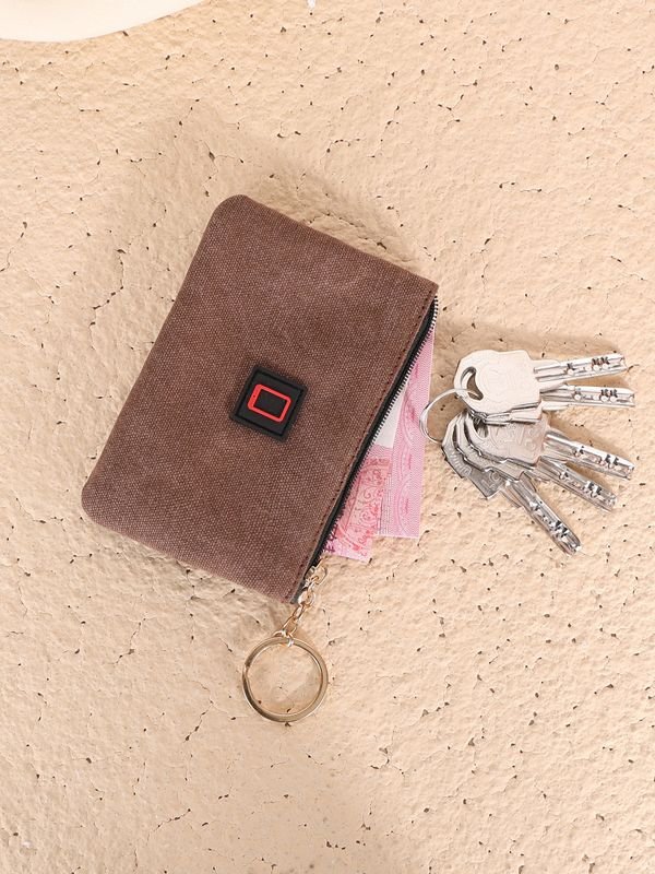 Women Fashion Casual Solid Color Canvas Zipper Wallets