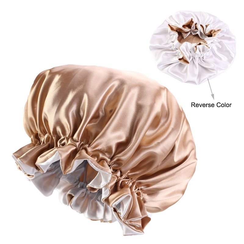 Double Layer Big Lace Solid Color Satin Bonnet