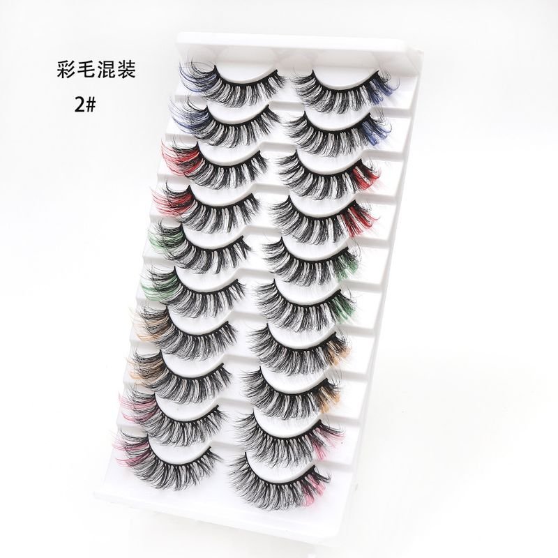 Women Fashion Thick Curly Multicolor False Eyelashes 10 Pair