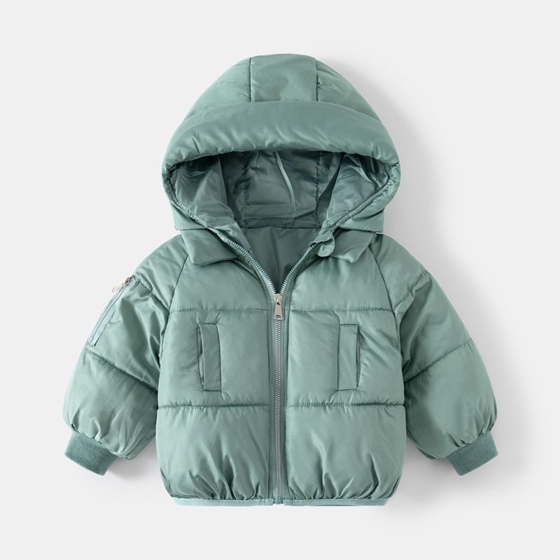 Kids Unisex Winter Casual Cute Solid Color Long Sleeve Hooded Padded Coat